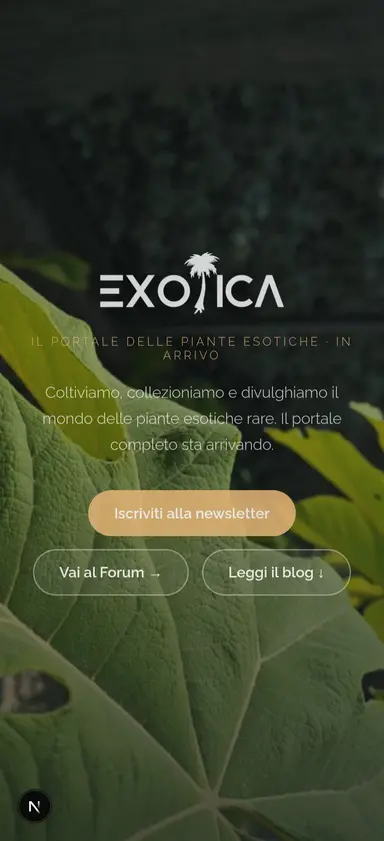 Screenshot del portale Exotica.garden, piante esotiche